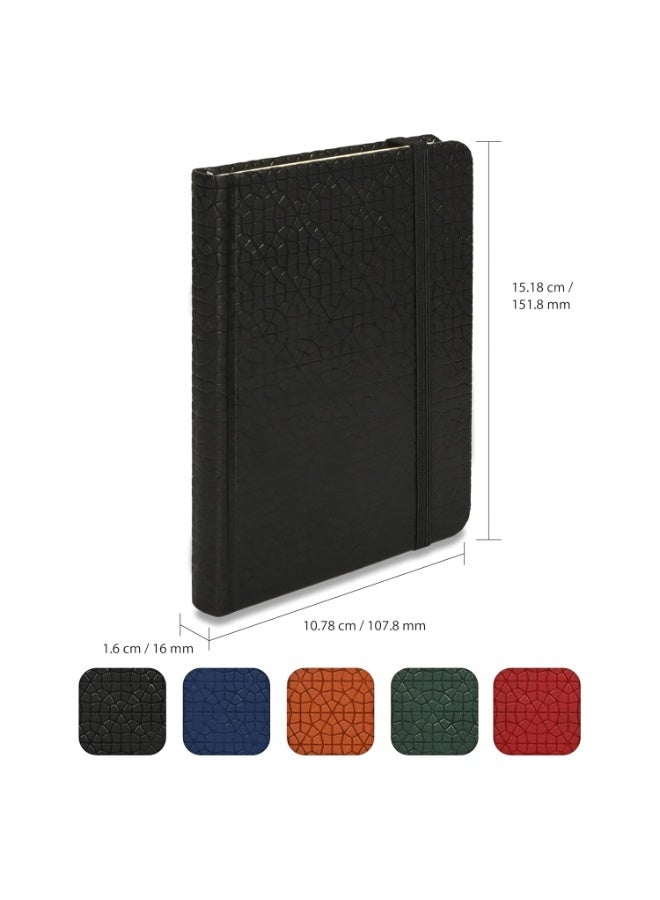 FIS® Executive Notebook, Italian PU Materials, A6 Size(105x148mm,) Round Corners, 96 Sheets, Single Ruled, 70gsm Italian Ivory Paper with Elastic Band Closure, 1 Piece, Black Colo-FSNBEXA6BKD4 - Image 4